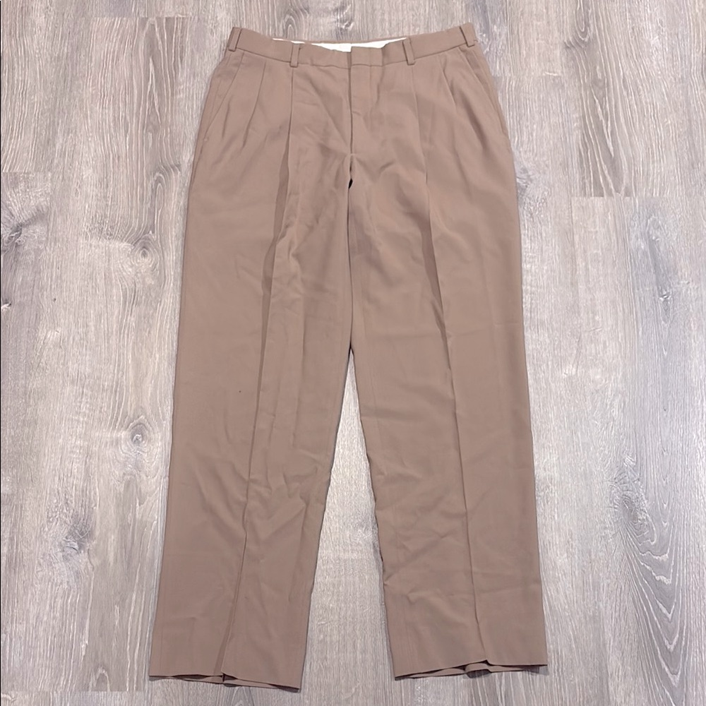 Vintage Hart Schaffner & Marx Wool Pleated Dress Pants in Tan